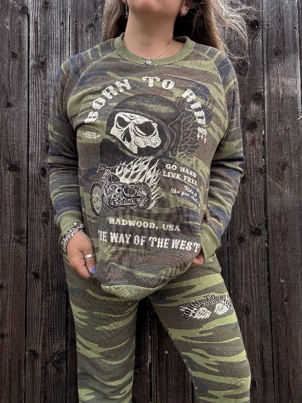 ""BORN TO RIDE"" Crewneck in CAMO