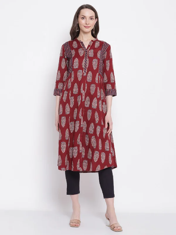 Cantabil Women's Maroon Kurta