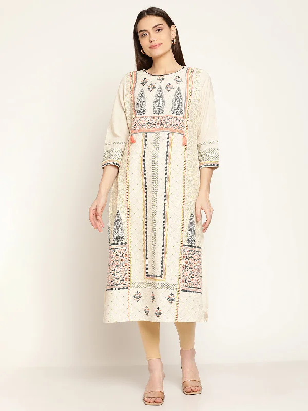 Cantabil Women's Off White Kurti