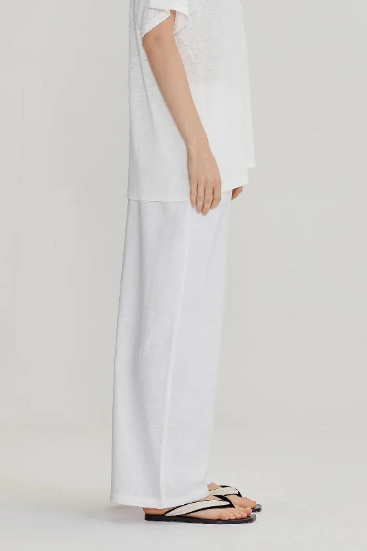 Commoners - Linen Blend Pull On Pant, White