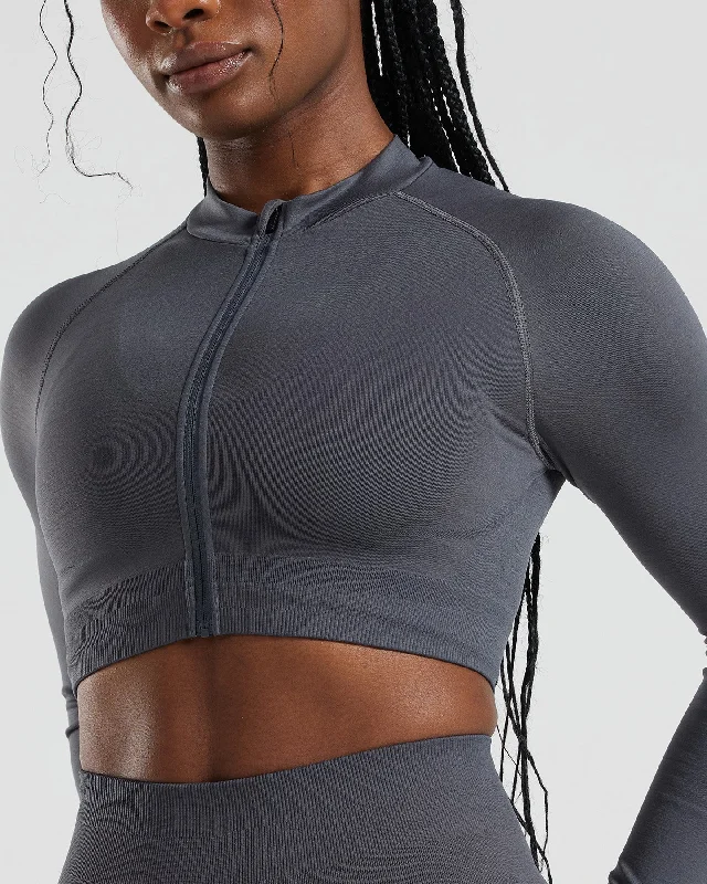 Define Seamless Crop Zip Jacket | Graphite