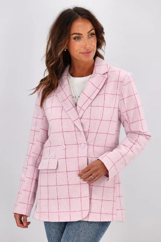 Elm Tansy Check Blazer Pink