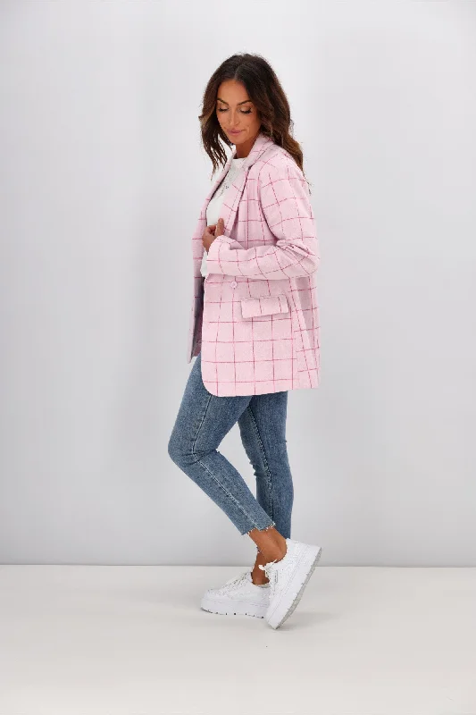 Elm Tansy Check Blazer Pink