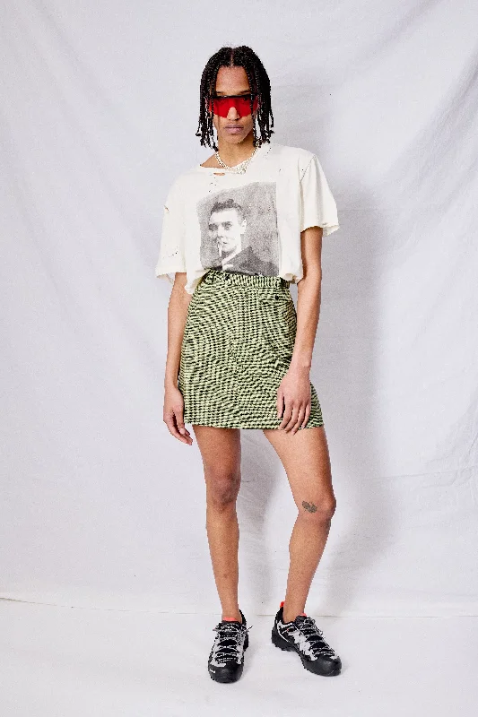 Green Houndstooth Suiting Pocket Mini Skirt