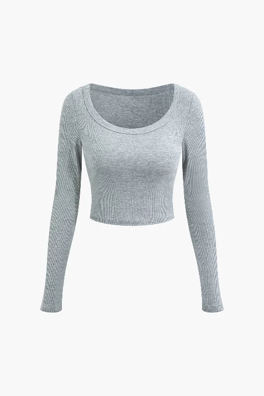 Basic Solid Long-Sleeve Top