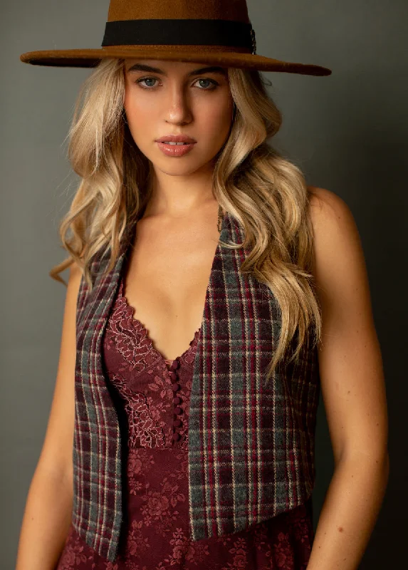 Mikah Vest in Plum Plaid