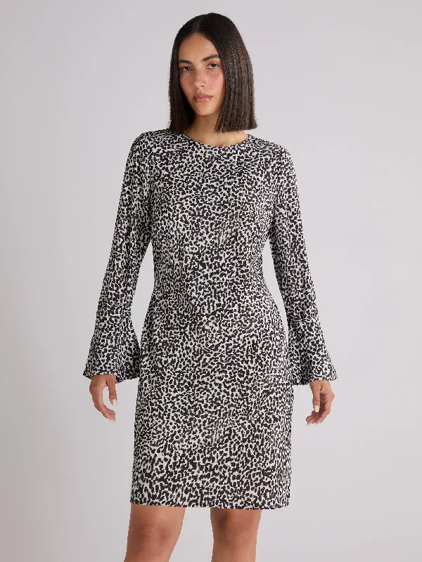 Mono Dalmatian Print Mini Dress