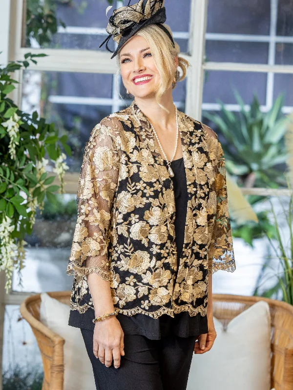 Golden Lace Collarless Jacket