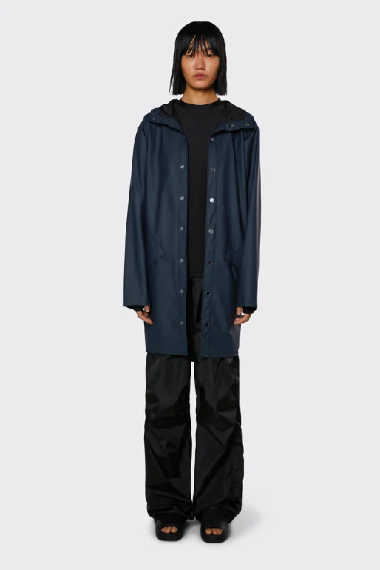 Rains Navy Long Jacket