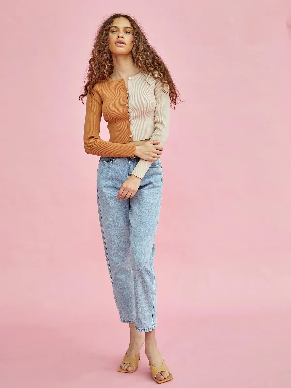 Glamorous Rust Beige Crop Cardigan