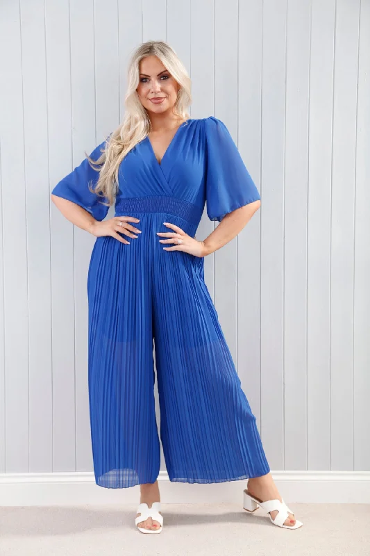 Sadie Pleat Jumpsuit Royal Blue