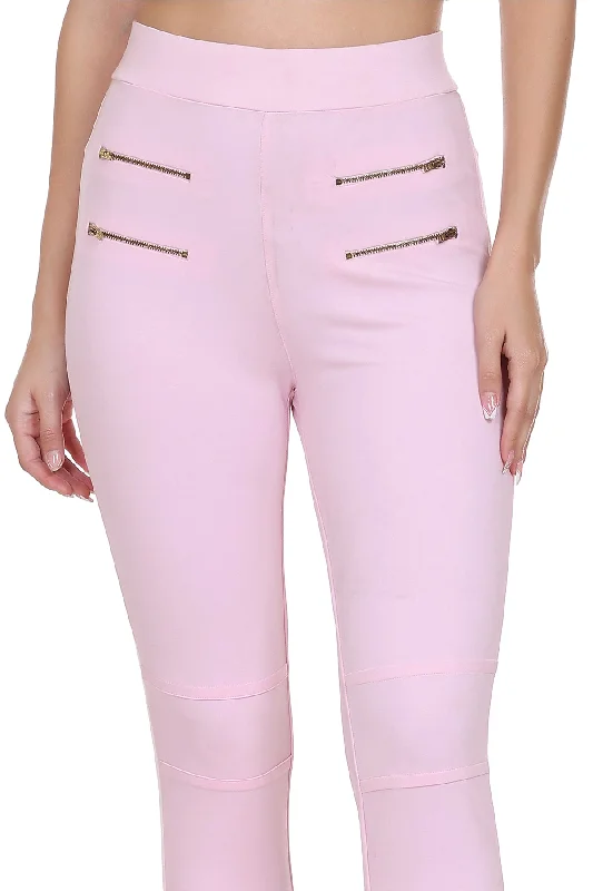 Solid fit pink Leggings for women