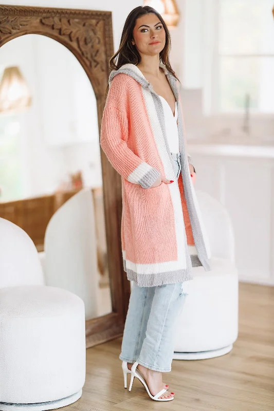 The Color Block Cardigan - Light Pink