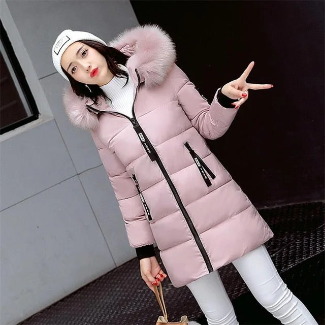 Thick Basic Jacket Women Winter Coats Cotton Casual Hooded Long Jacket Ladies Warm Winter Outwear Women Coat Jaqueta Feminina