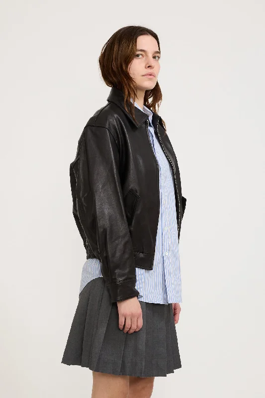 Unisex Lambskin Blouson Black