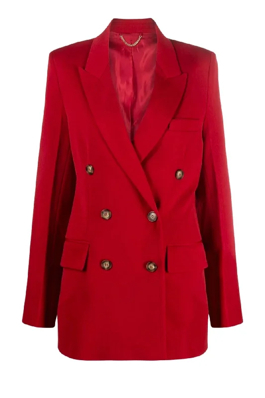 Victoria Beckham Slim Double Breasted Blazer - Poppy Red