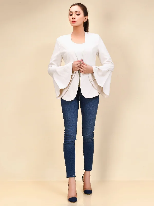 Flared Sleeved Coat - Off White