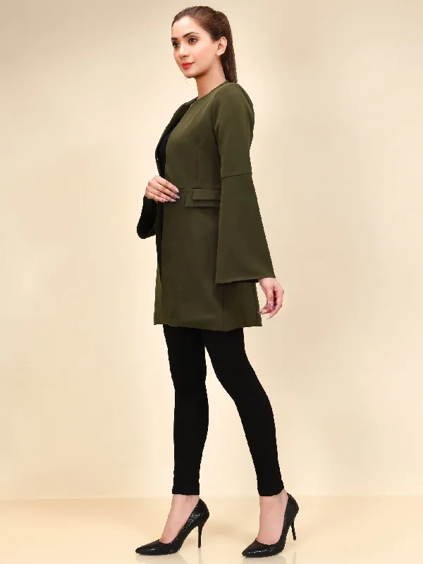 Bell Sleeved Coat - Army Green