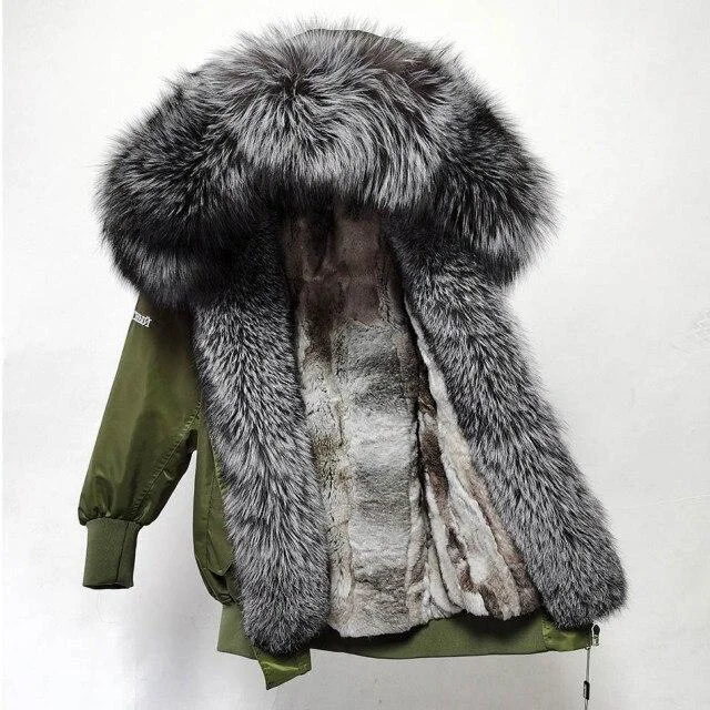 Winter Fashion Women's Loose Waterproof Raccoon fur Liner Coats & Jackets