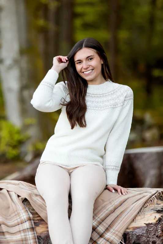 Womens Aviemore Yoke Fair Isle Jumper - winter white