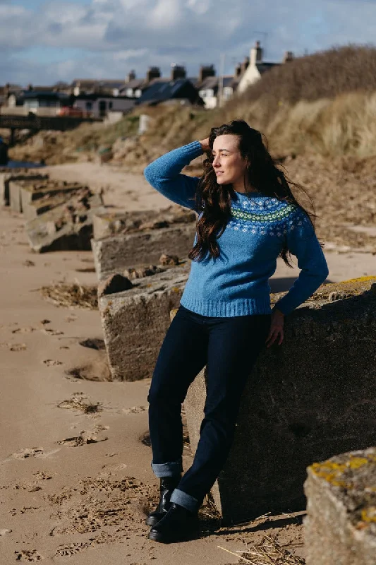 Womens Croft II Yoke Fair Isle Jumper - Blue